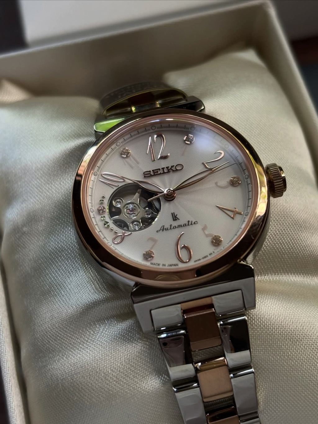 Seiko Lukia Open Heart Two Tone Japan Automatic Watch BNIB